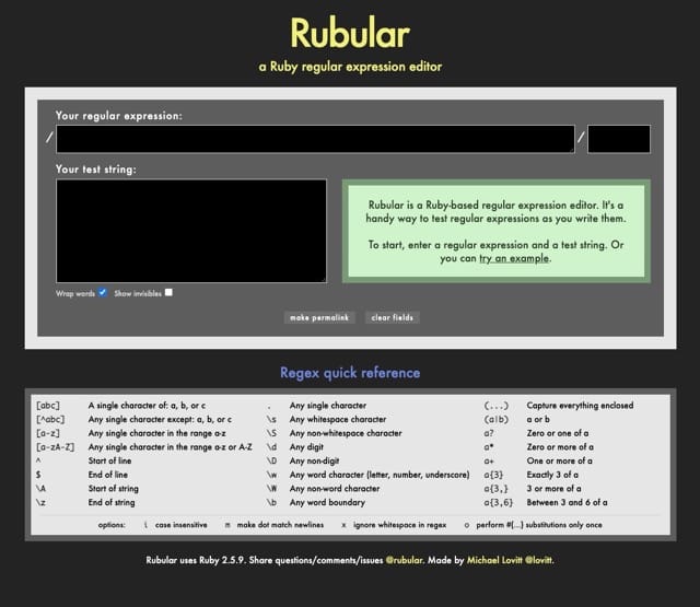 Rubular - a Ruby regular expression editor