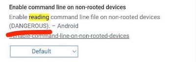 Google Chrome Reading shown in menu on an Android phone